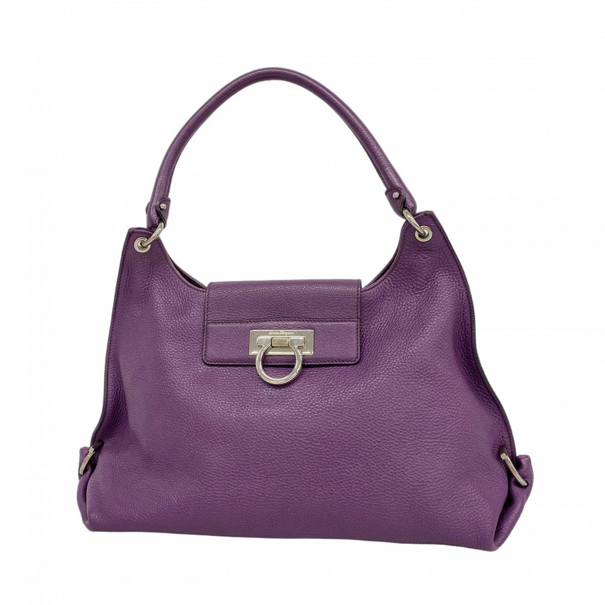 サルヴァトーレ フェラガモ ハンドバッグ　ガンチーニ 金具 レザー パープル 紫 Ferragamo ガンチーニ金具チェーンショルダーバッグ