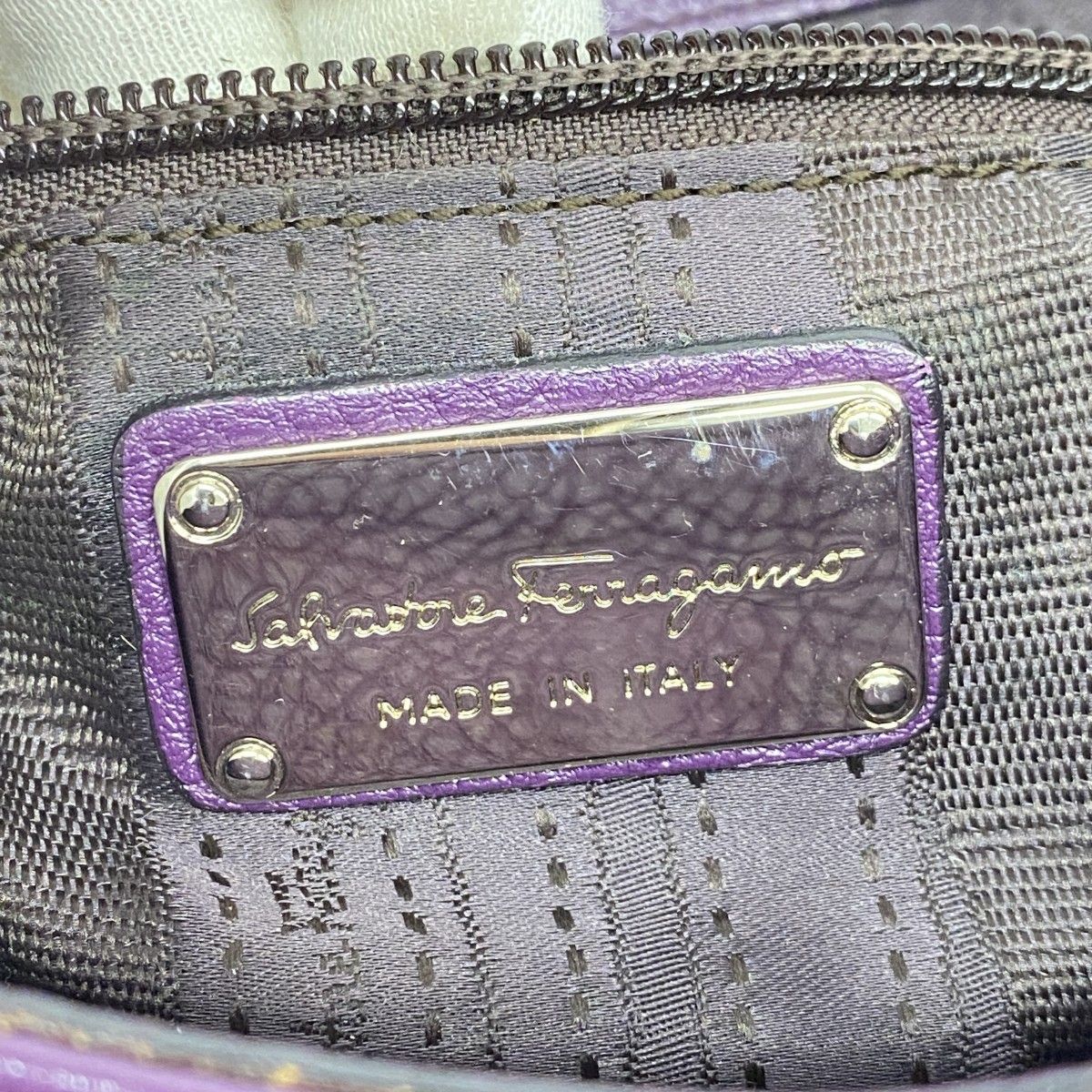 サルヴァトーレ フェラガモ ハンドバッグ　ガンチーニ 金具 レザー パープル 紫 6ac2663】サルヴァトーレフェラガモ ショルダーバッグ ガンチーニ