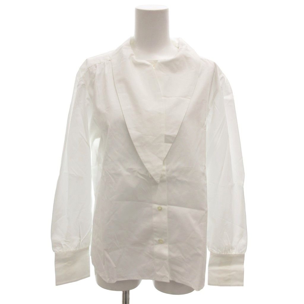 Agnes b アニエスベー　開襟　ホワイトシャツ　ブラウス　麻100 Agnes b アニエスベー 開襟 ホワイトシャツ ブラウス 麻100
