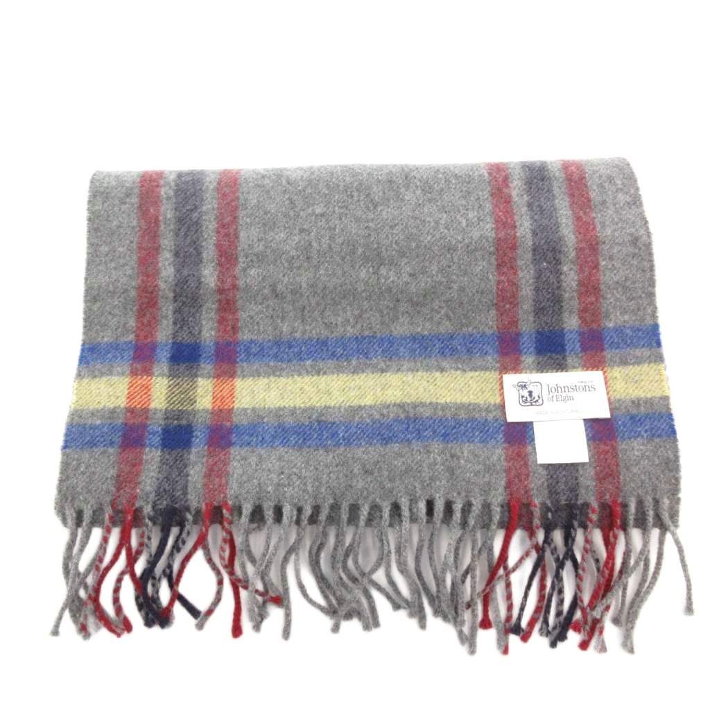 ジョンストンズ Johnstons マフラー ストール ウール グレー タータン