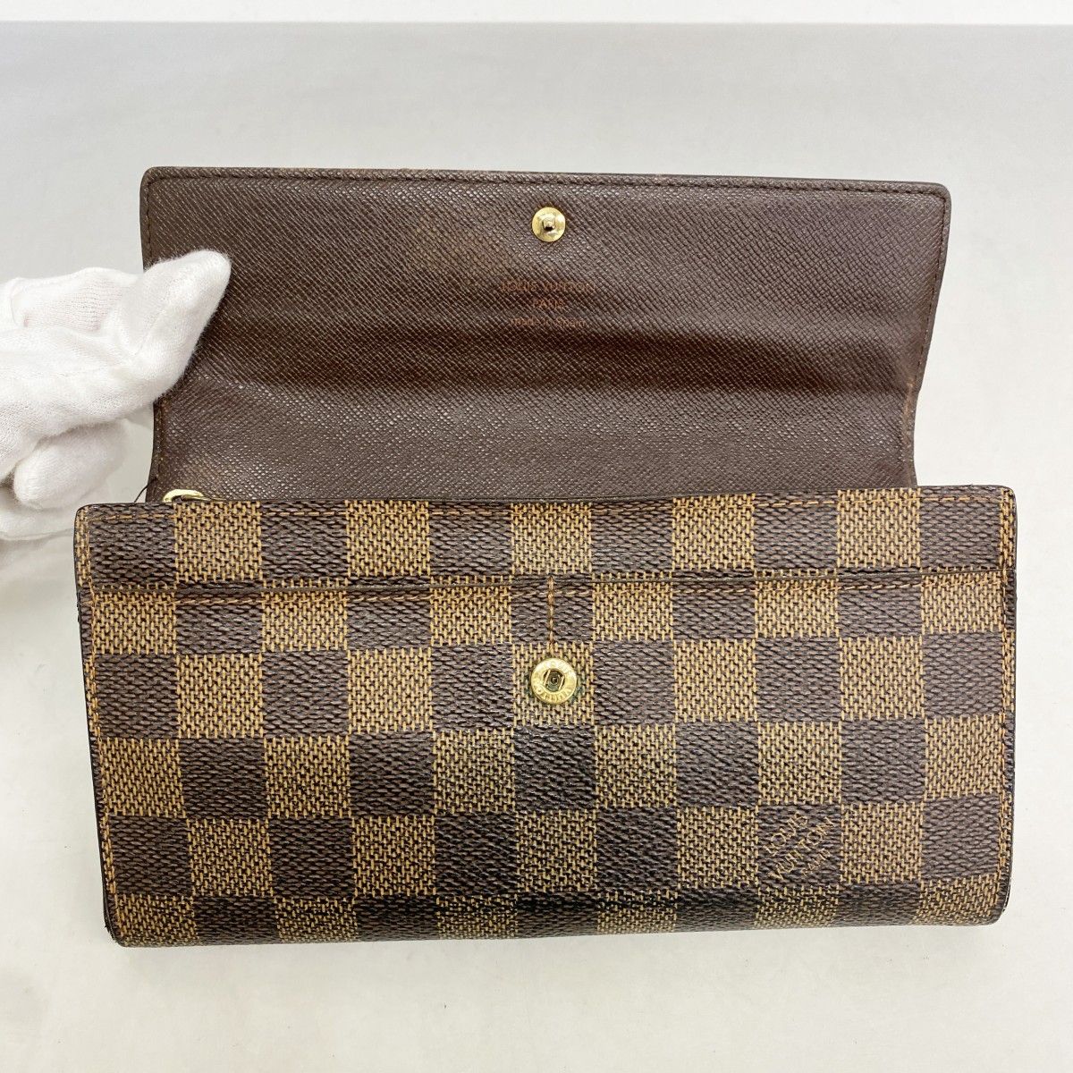 6ac2438】ルイヴィトン 長財布 ダミエ ポシェットポルトモネクレディ