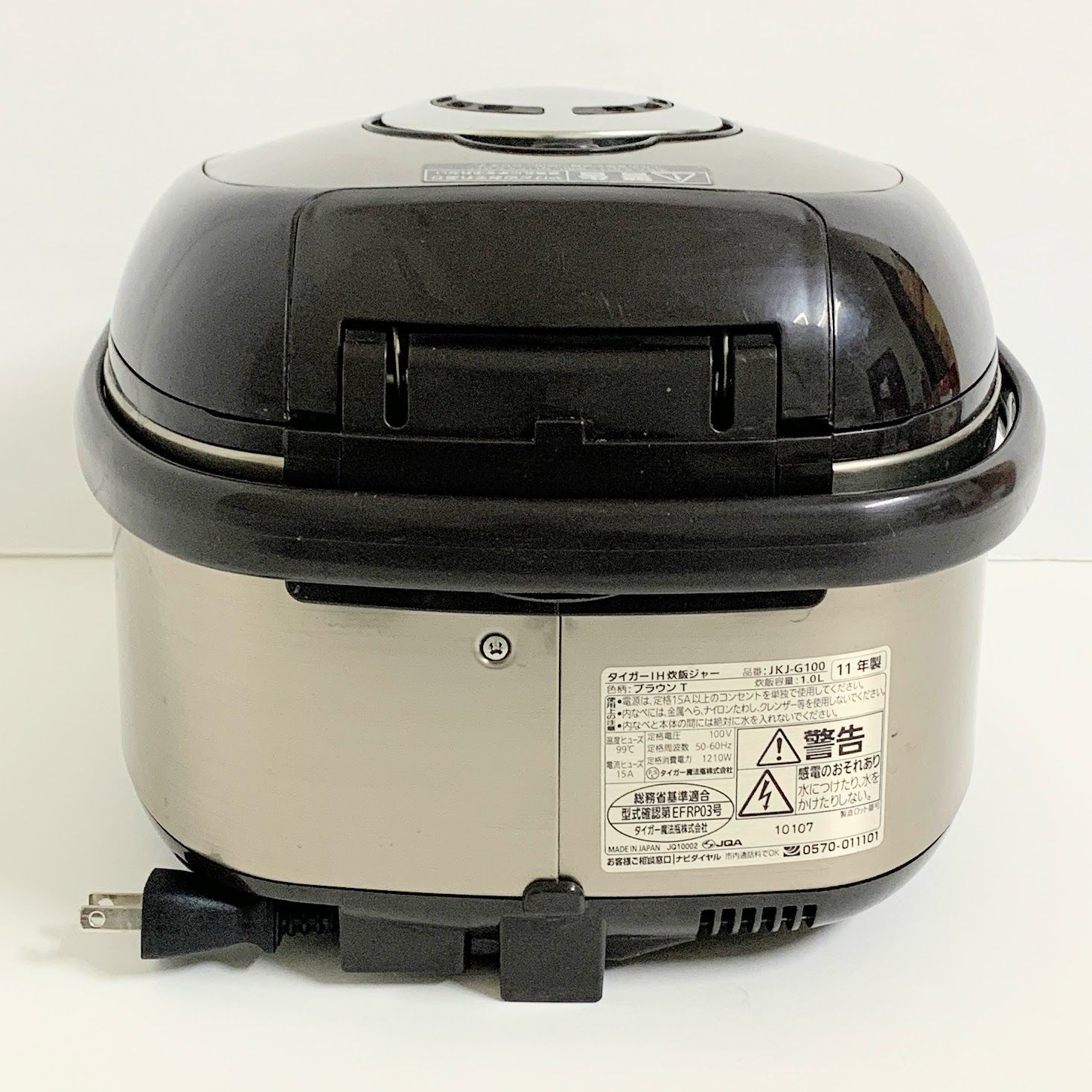 TIGER 炊飯器 IH JKJ-G100 炊きたて 5.5合 2011年製 1.0L シルバー
