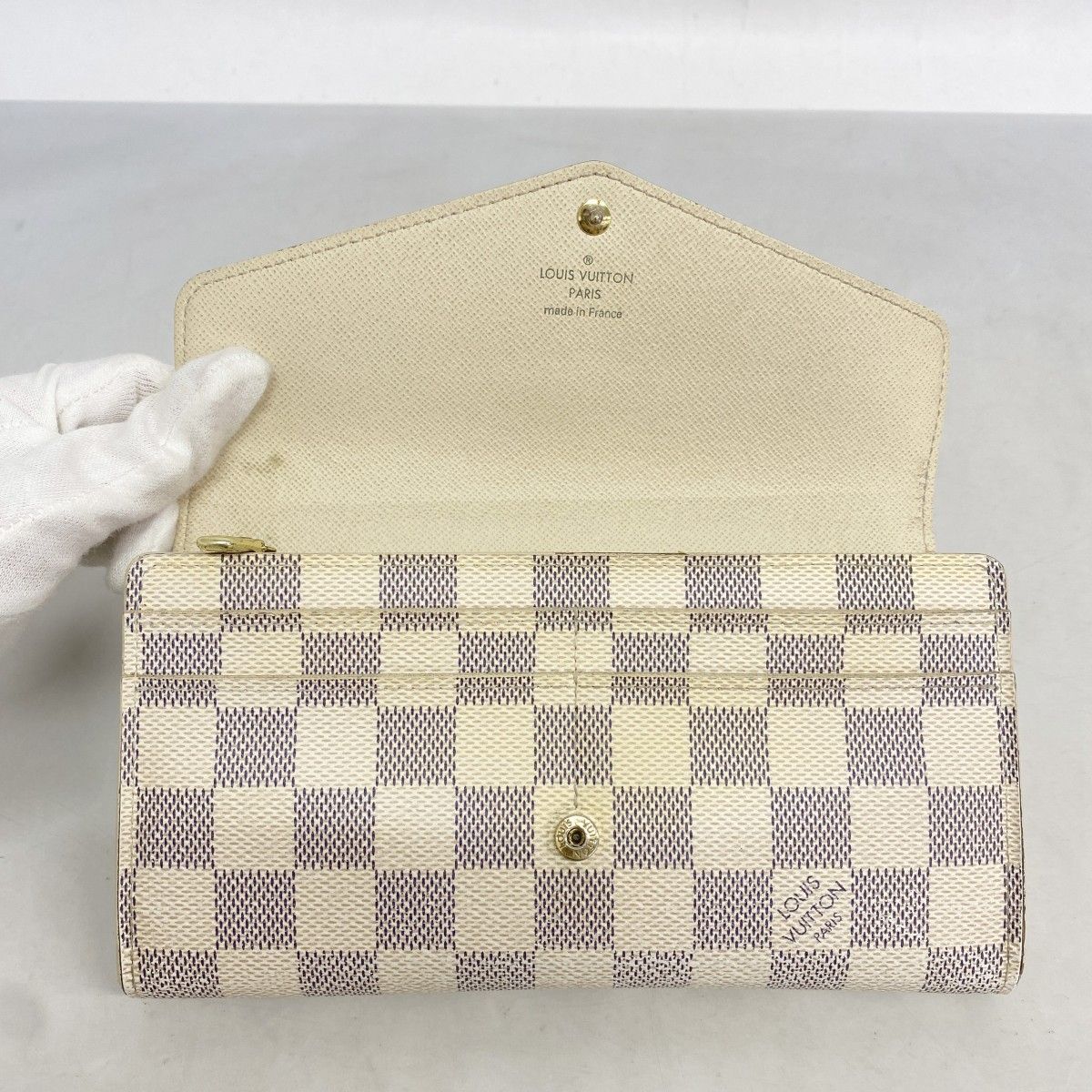 6ac2607】ルイヴィトン 長財布 ダミエ・アズール ポルトフォイユ サラ