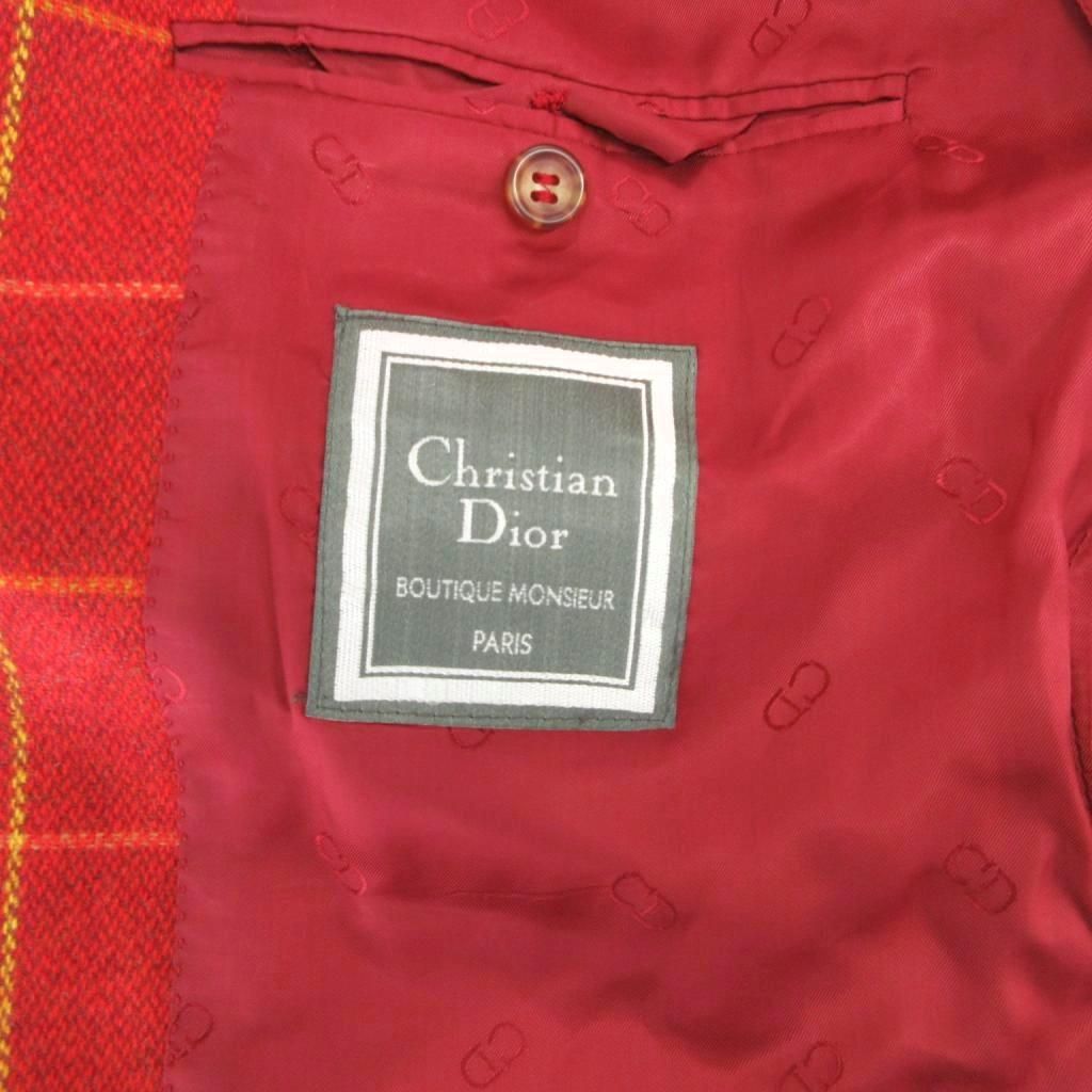 ◎Christian Dior レザー ダブルブレストジャケット レッド クリスチャンディオール Christian Dior テーラードジャケット