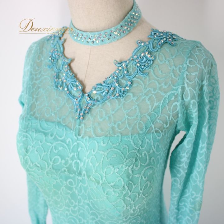 社交ダンス 衣装 スタンダード ドレス ワンピース パーティドレス 水色