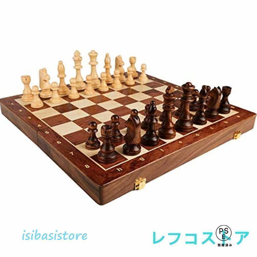 新品?未使用】チェス、木製チェスセット、折りたたみ式木製チェス