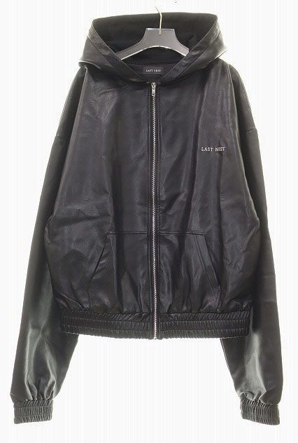 ラストネスト LAST NEST FAUX LEATHER ZIP UP HOODIE L フェイク