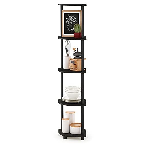 フリノ(Furinno) ターンNチューブ コーナーシェルフ 5段 エスプレッソ