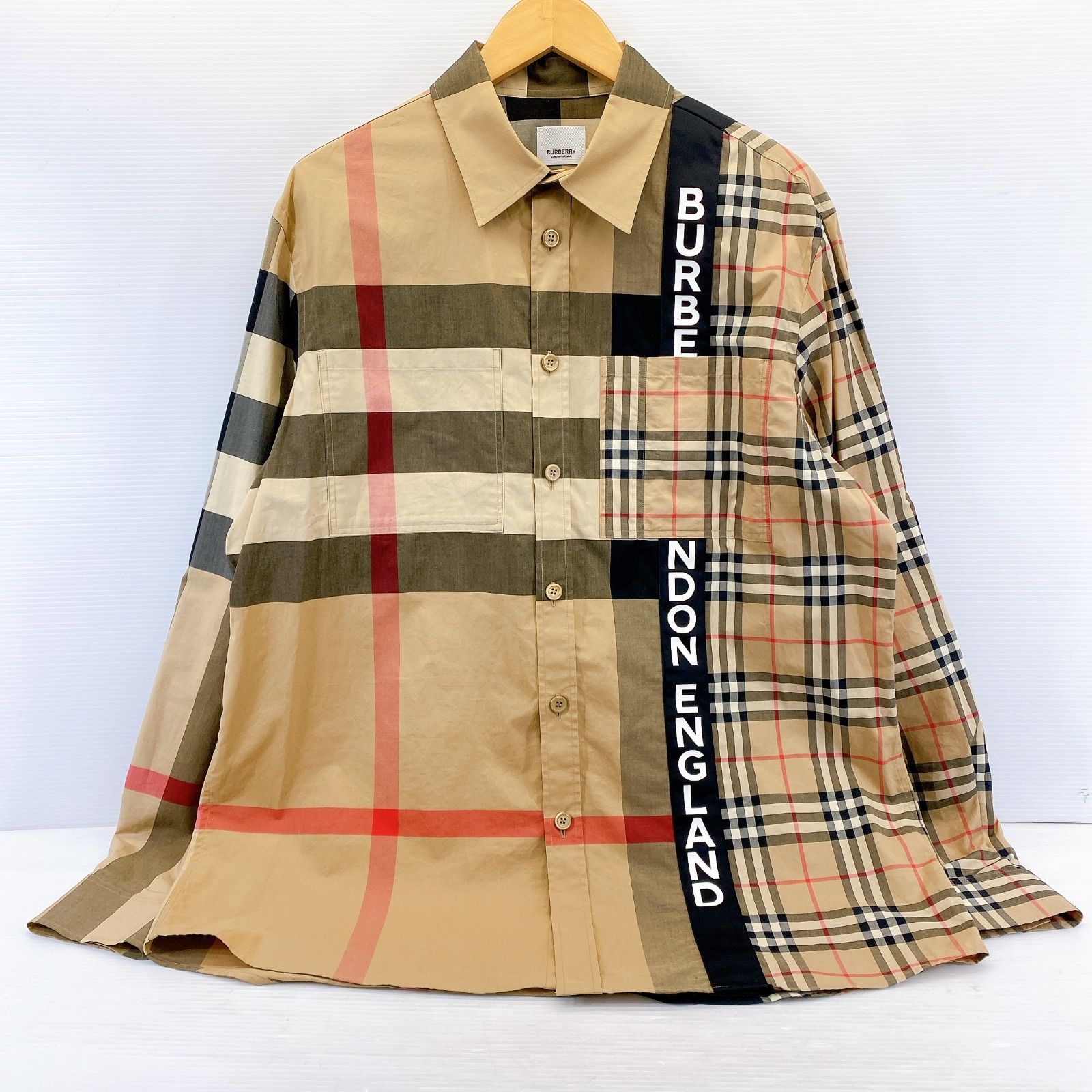 □BURBERRY バーバリー ロゴパッチワーク 総柄シャツ 8033101 20AW 