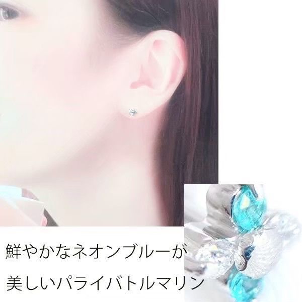 希少石！レアストーン パライバトルマリン pt900 フラワーピアス 小粒 