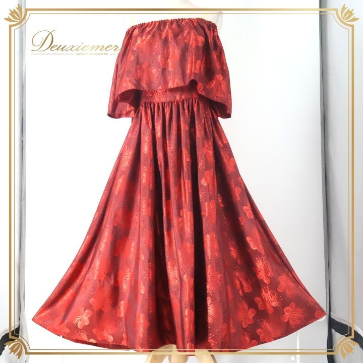 フラダンス 衣装 ワンピース ドレス ブラウン系 アロハスタンダード