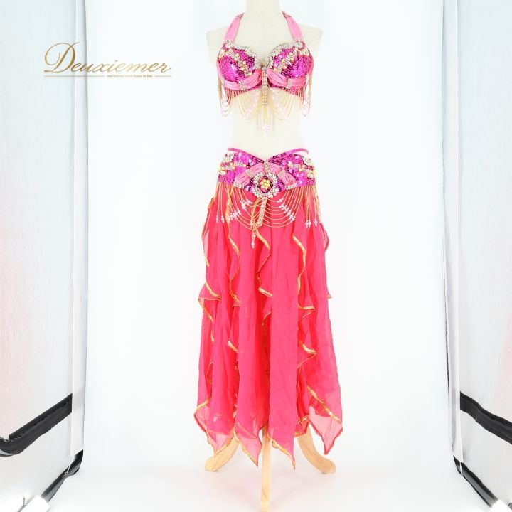 ベリーダンス オリエンタル 衣装 上下セット ピンク系 トップス