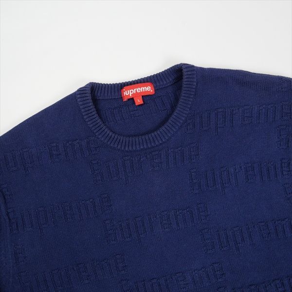 Size【L】 SUPREME シュプリーム 19AW Raised Logo Sweater Navy