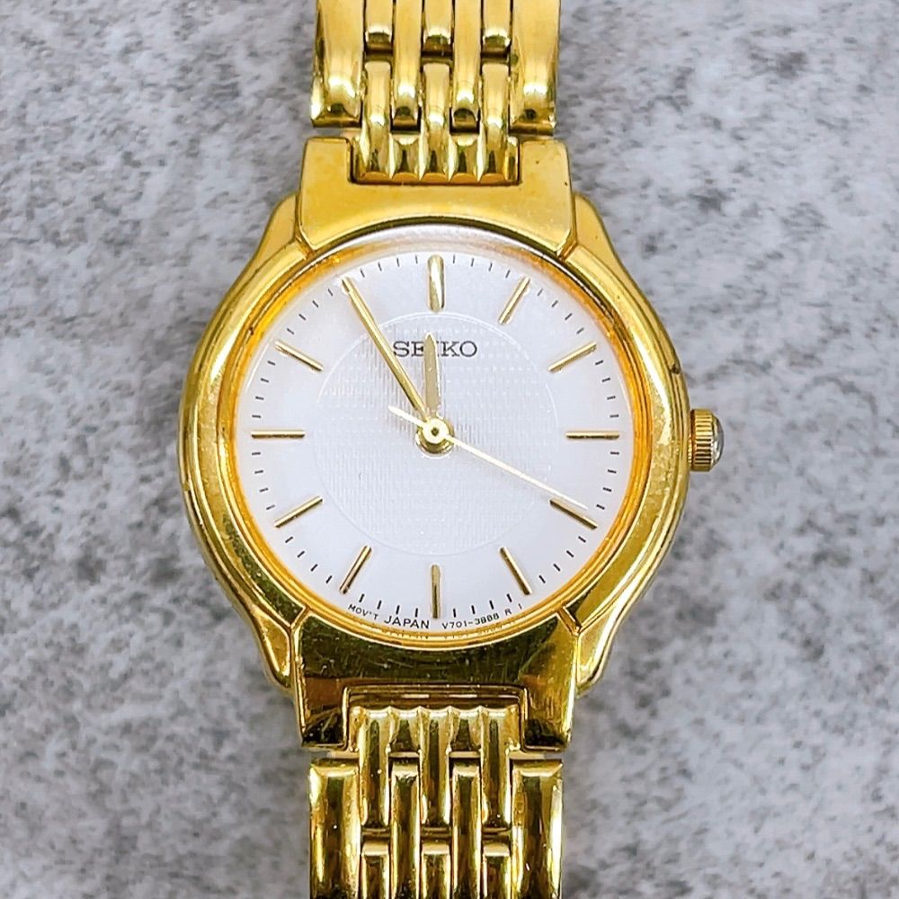   クォーツ腕時計 ゴールド H-490 SEIKO セイコー クォーツ腕時計 V701-2C20 ゴールド レディース