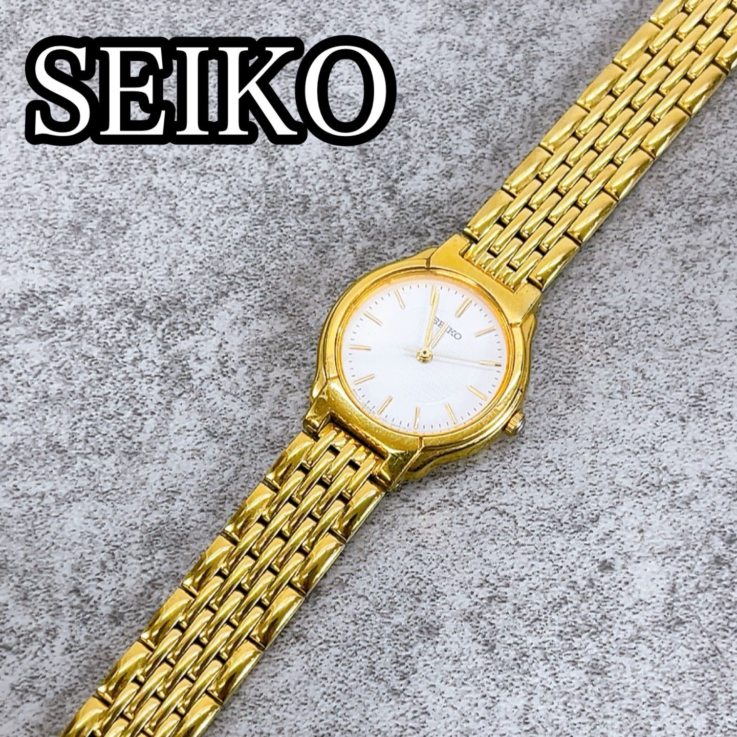 H-490 SEIKO セイコー クォーツ腕時計 V701-2C20 ゴールド レディース