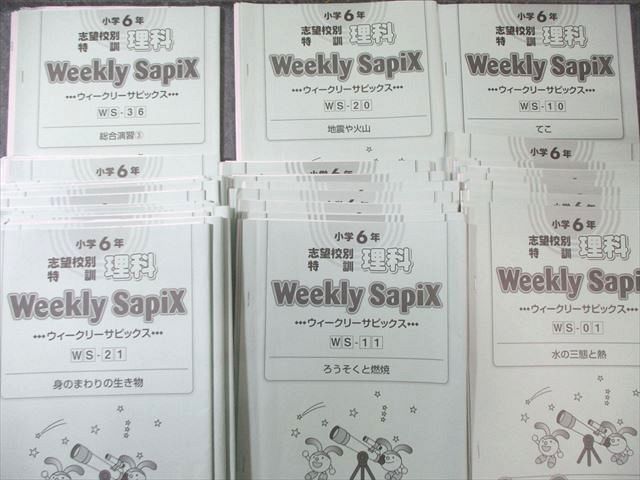 専用　㉒　土曜特訓6年　社会 理科　Weekly Sapix 志望校別特訓 SAPIX 小6 志望校別特訓 理科 ウィークリーサピックス 通年セット 【計