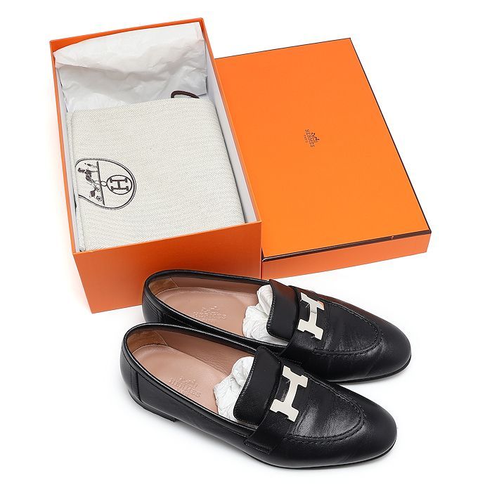 エルメス　モカシンパリ　35 エルメス モカシン パリ 35 ブラック シェーブル スリッポン