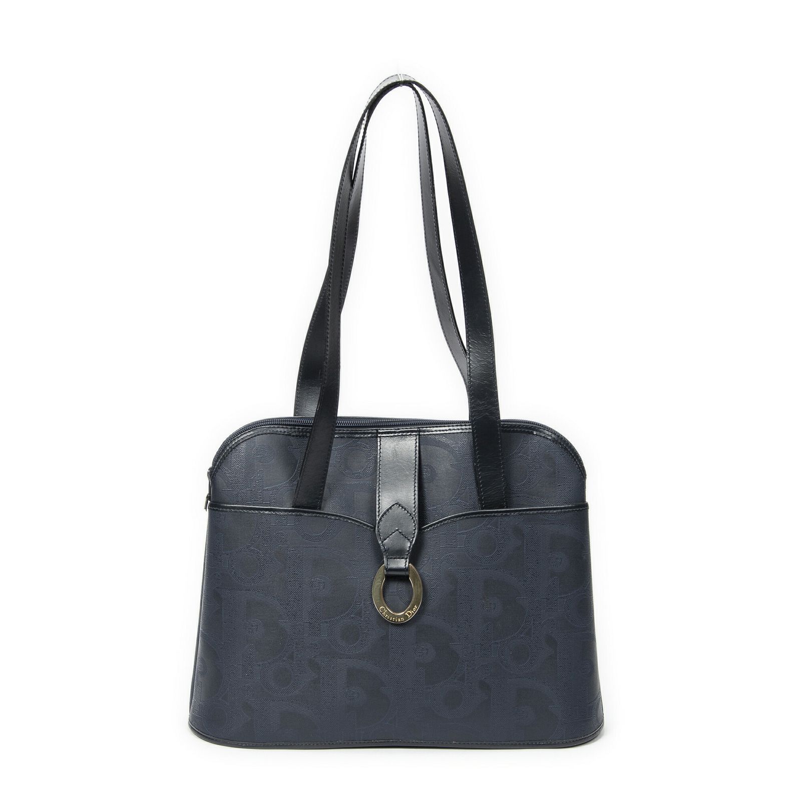 中古] DIOR ディオールドーム型 トートバッグネイビーマキシ