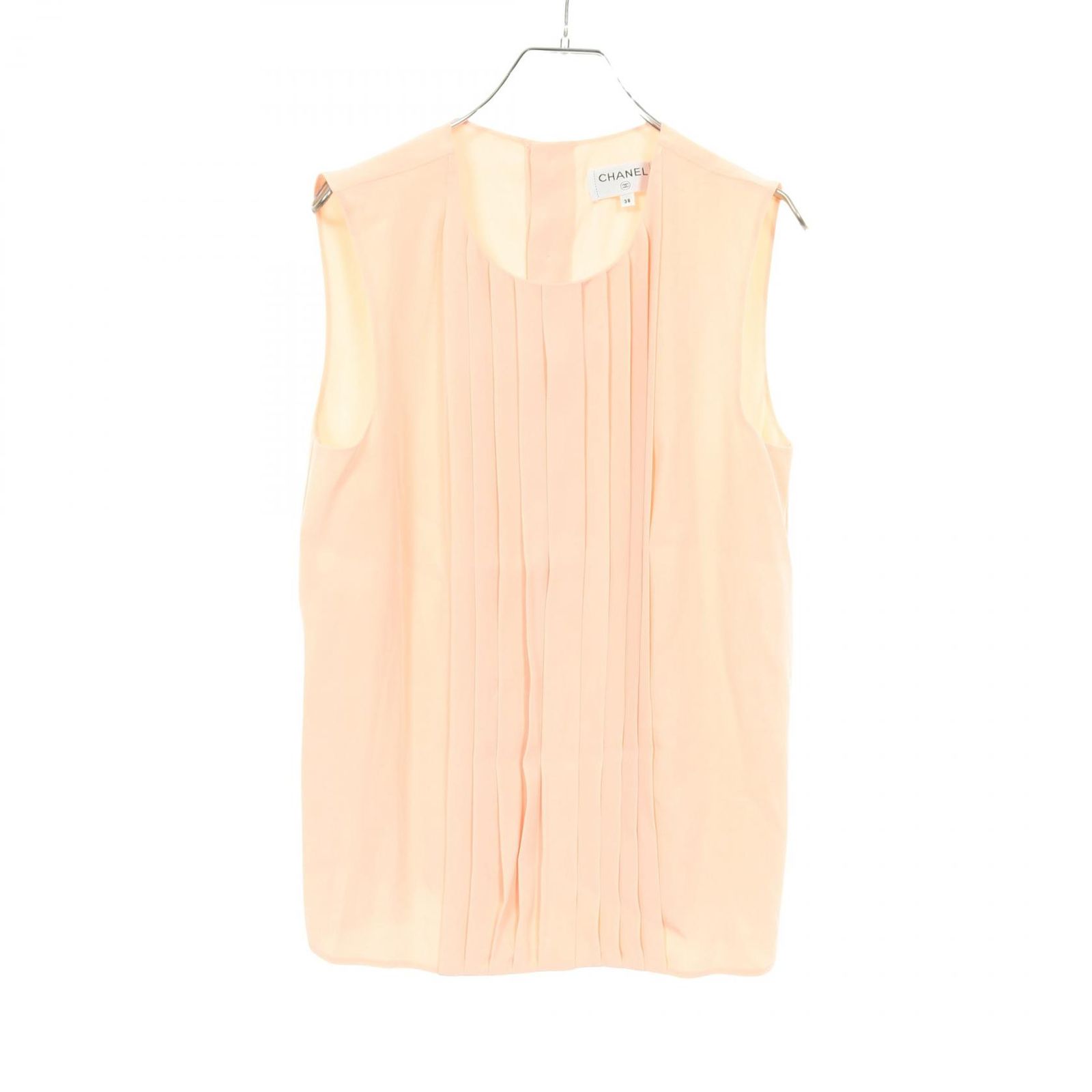 【極希少】CHANEL シャネル シルク100% シャツワンピース ピンク 38 シャネル CHANEL ブラウス ピンク シルク ノースリーブ レディース