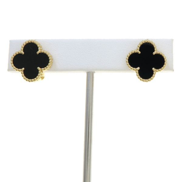 ヴァンクリーフ＆アーペル ヴィンテージアルハンブラピアス/オニキス