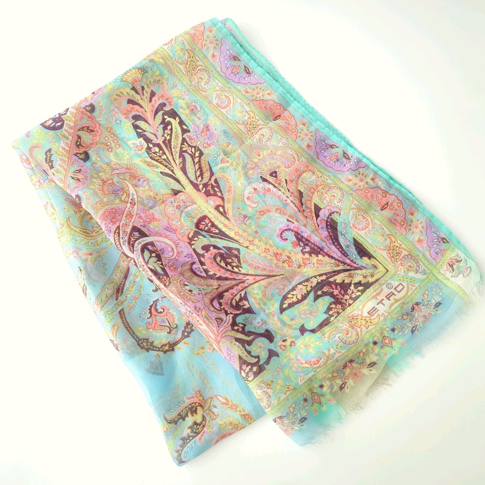 G エトロ ETRO スカーフ シルク100% ペイズリー柄 イタリア製 大判 美