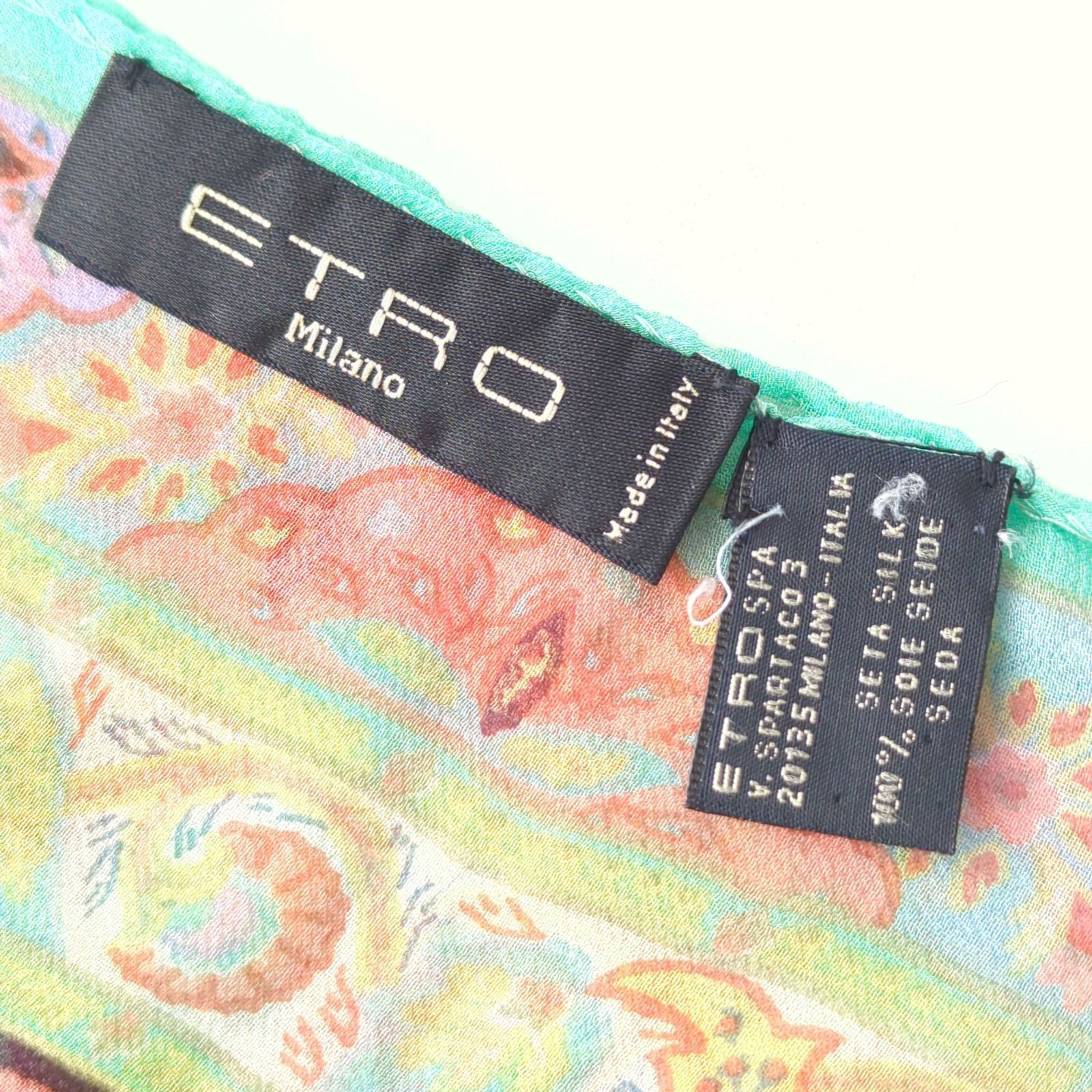 G エトロ ETRO スカーフ シルク100% ペイズリー柄 イタリア製 大判 美