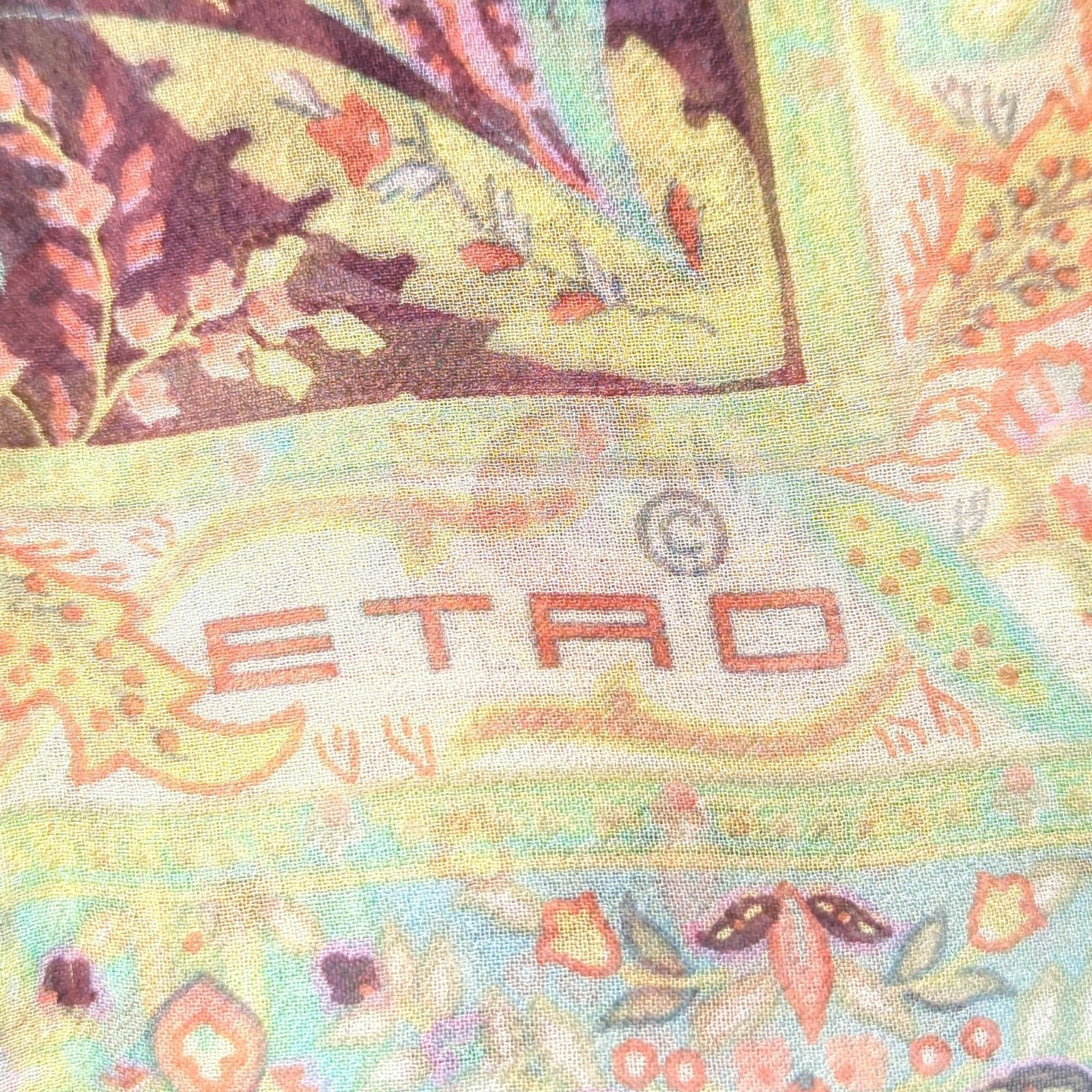 G エトロ ETRO スカーフ シルク100% ペイズリー柄 イタリア製 大判 美