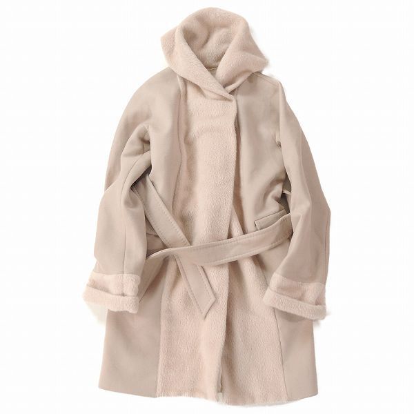 Max Mara マックスマーラ 白タグ ウール カシミヤ フーデットコート