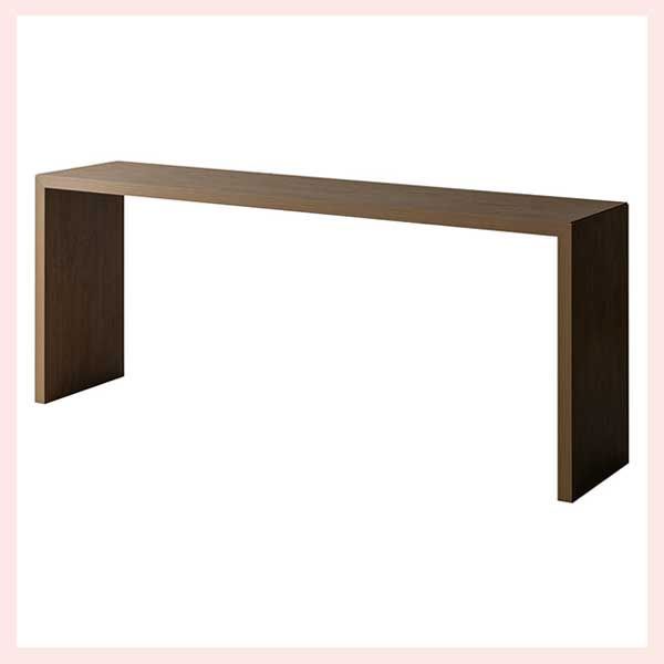 シンプルデスク（W180×D40×H72cm）／ブラウン　※スッキリ,高品質,カウンターテーブル,台,ワークデスク,パソコンデスク,机,スリム,ワイド,ワイド,奥細,薄め,シリーズ,重厚感,木目調,ウッド,コの字型,幅180cm,茶色