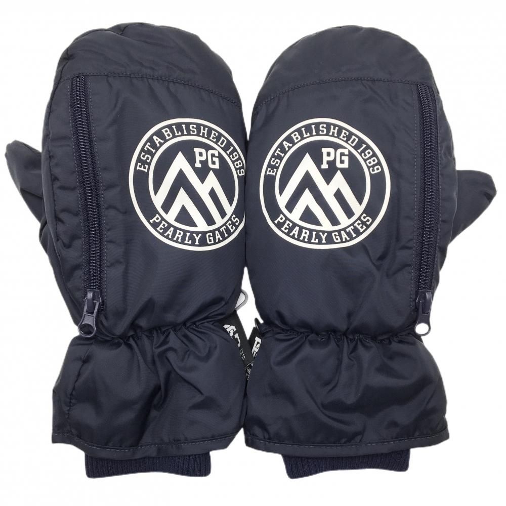 超美品】パーリーゲイツ 手袋 ネイビー×白 ミトングローブ 内側起毛