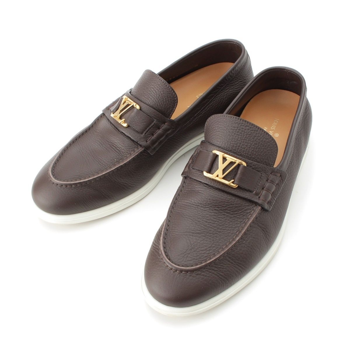 ルイヴィトン エステート レザー LVロゴ ローファー フラット シューズ