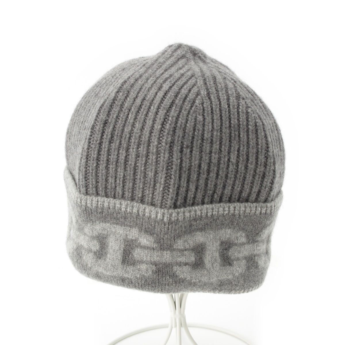 HERMES ヘヴン シェーヌダンクル ニット 帽 カシミヤ グレー エルメス ヘヴン シャルボン シェーヌダンクル カシミヤ ビーニー