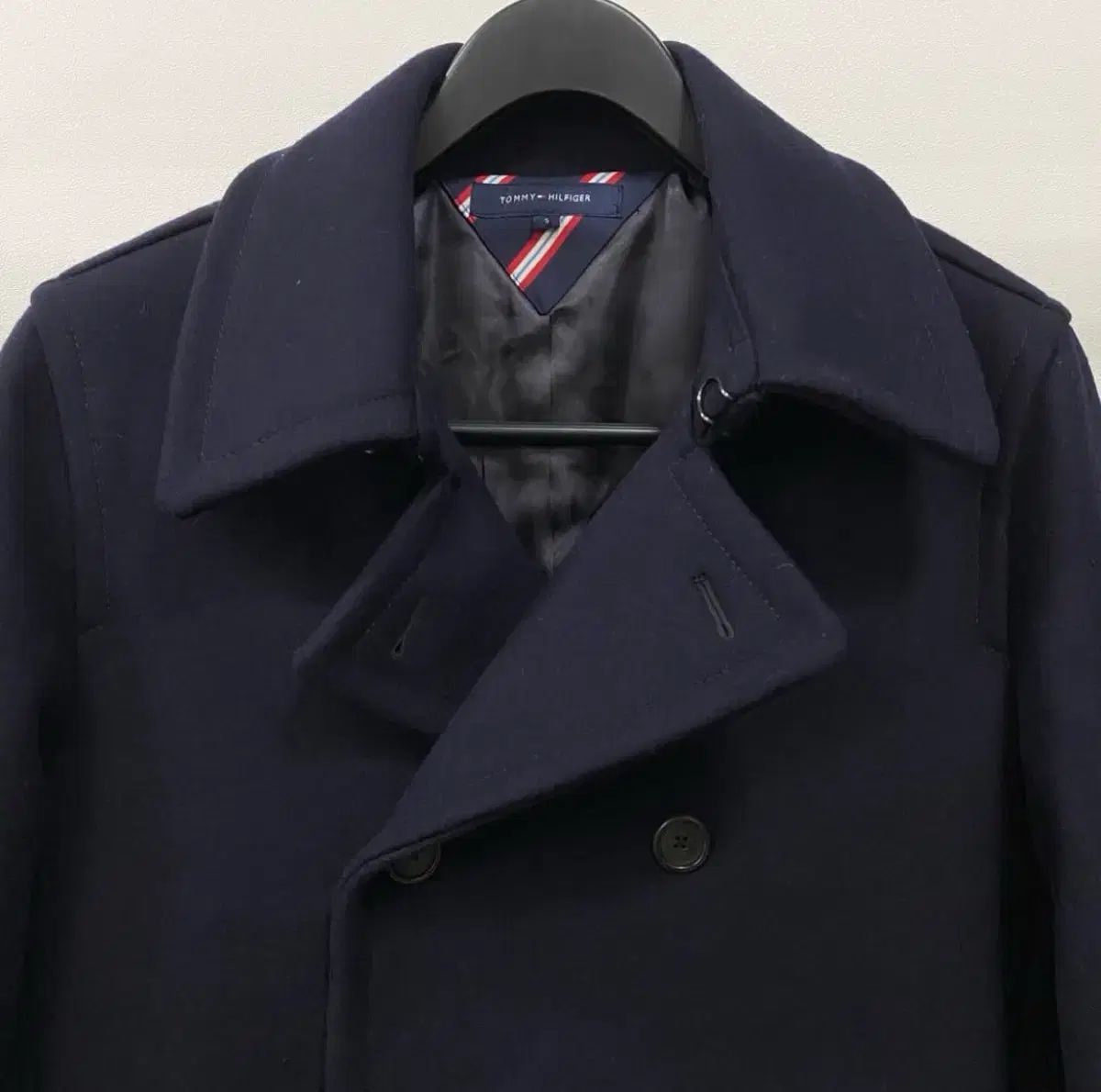 トミーヒルフィガー ウール ダブル ピーコート (ネイビー / 100