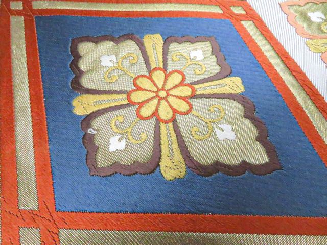 【京松】袋帯 六通柄 花菱文 金糸 芯無し 正絹 kyo8b01-22