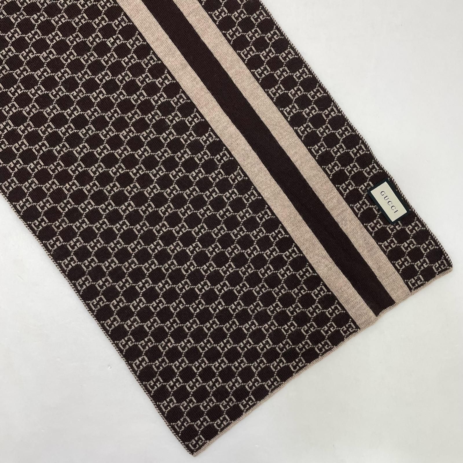 中古GUCCIグッチGGパターンマフラーブラックブラウンユニセックス 中古・古着通販】GUCCI (グッチ) マフラー ブラウン｜ブランド・古着