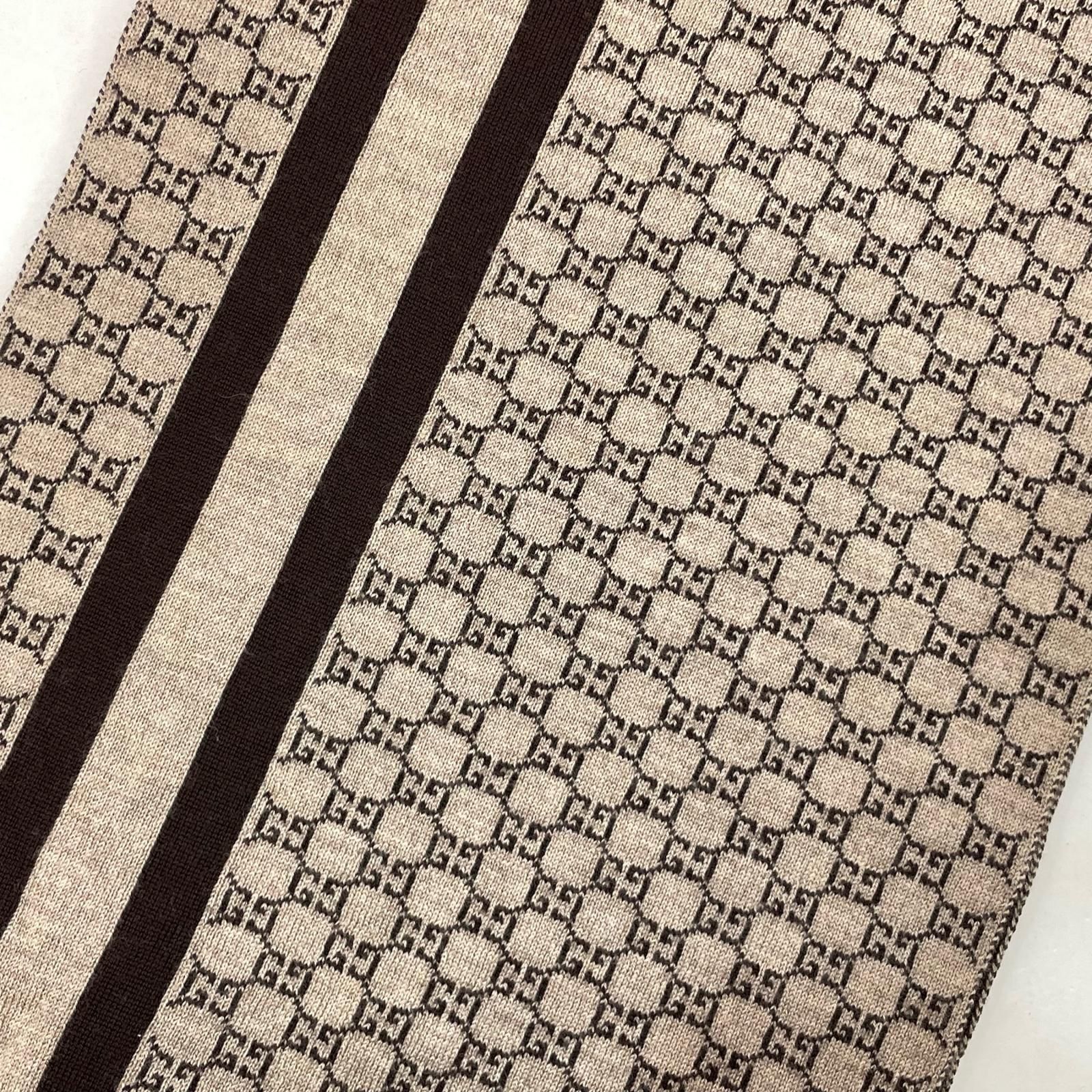 中古】GUCCI | グッチ GGジャガード マフラー ストール ブラウン【尾張