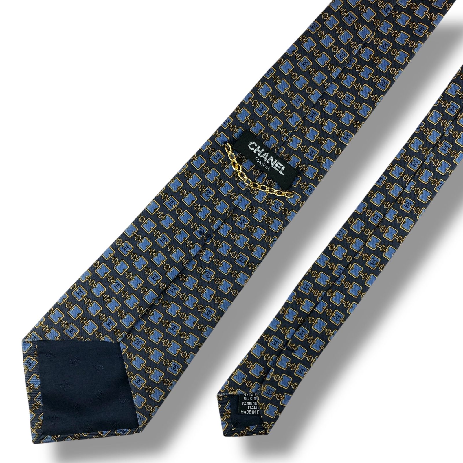 7838】可品！シャネル ネクタイ ブルー系 ココマーク - メルカリ