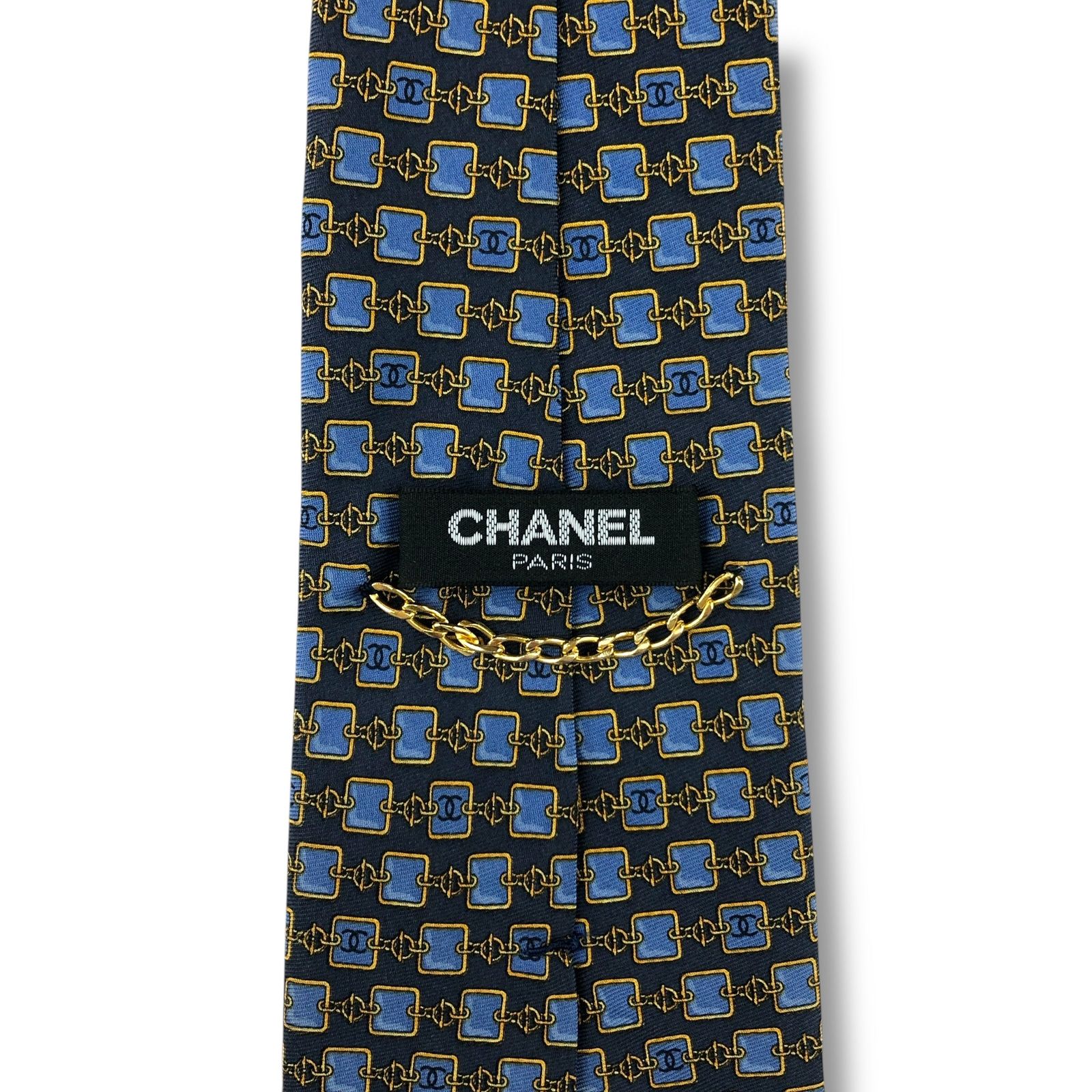 7838】可品！シャネル ネクタイ ブルー系 ココマーク - メルカリ