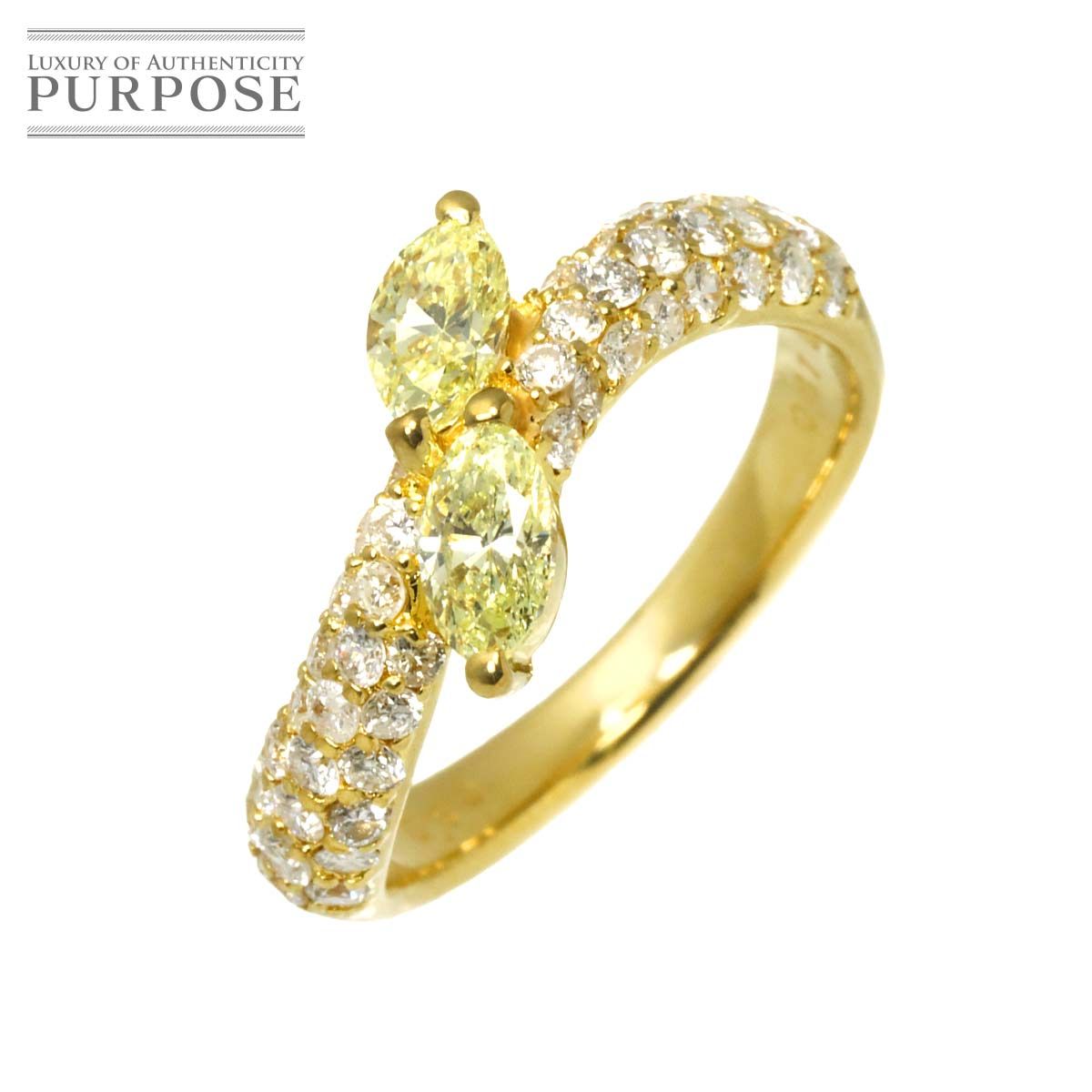 K18リング リング 11号 ダイヤ 0.62ct/0.67ct K18 YG イエローゴールド 750 指輪