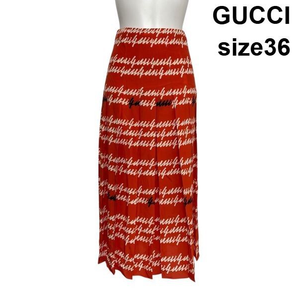 ○◇ グッチ GUCCI プリーツスカート ロング丈 16SS ブランドロゴ