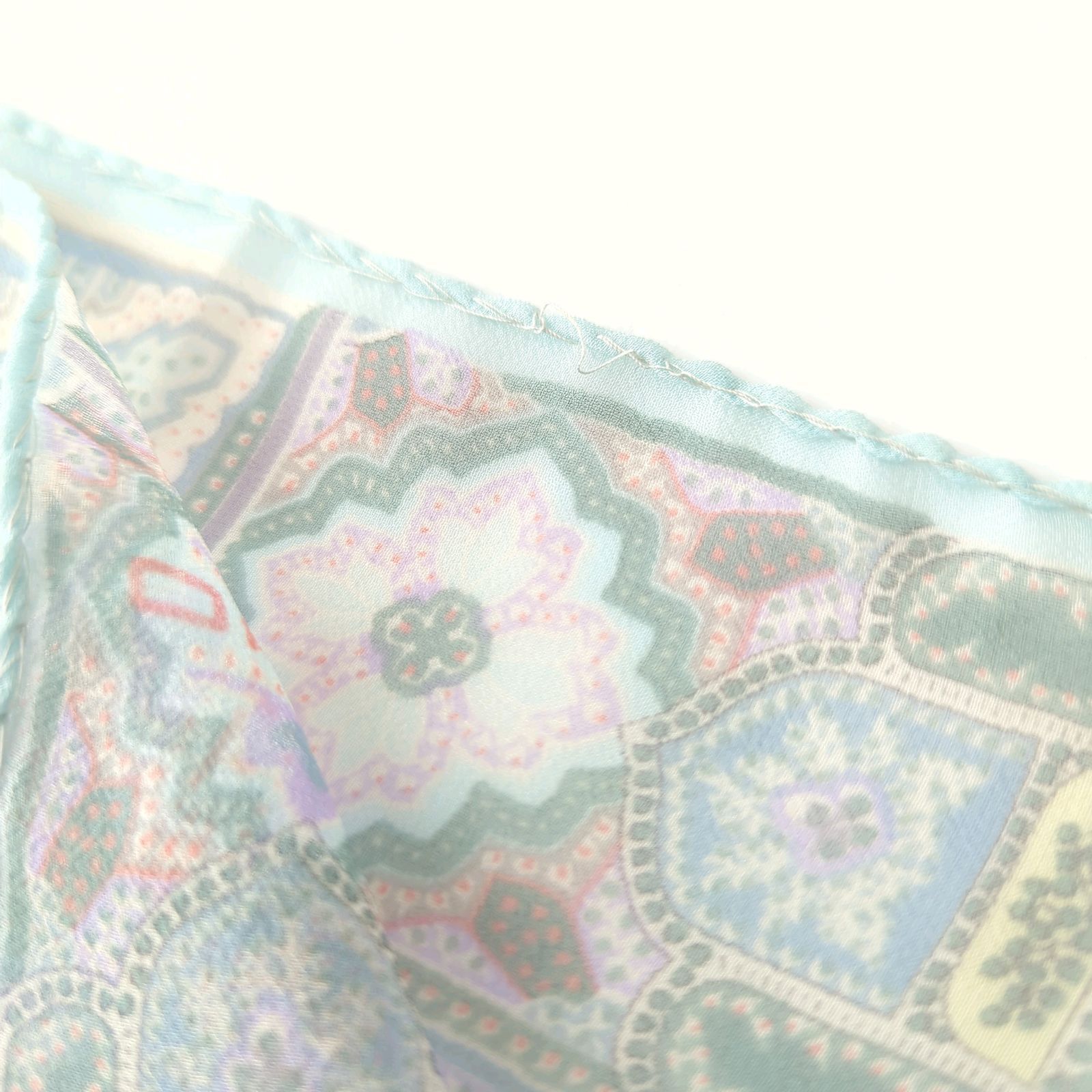 I エトロ ETRO シルク 100% スカーフ ストール ペイズリー ブルー 水色