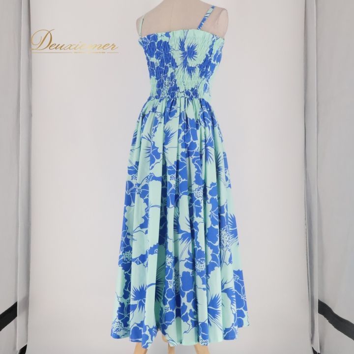 フラダンス 衣装 ワンピース ドレス アロハスタンダード ブルー系