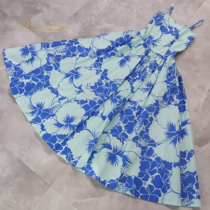 フラダンス 衣装 ワンピース ドレス アロハスタンダード ブルー系