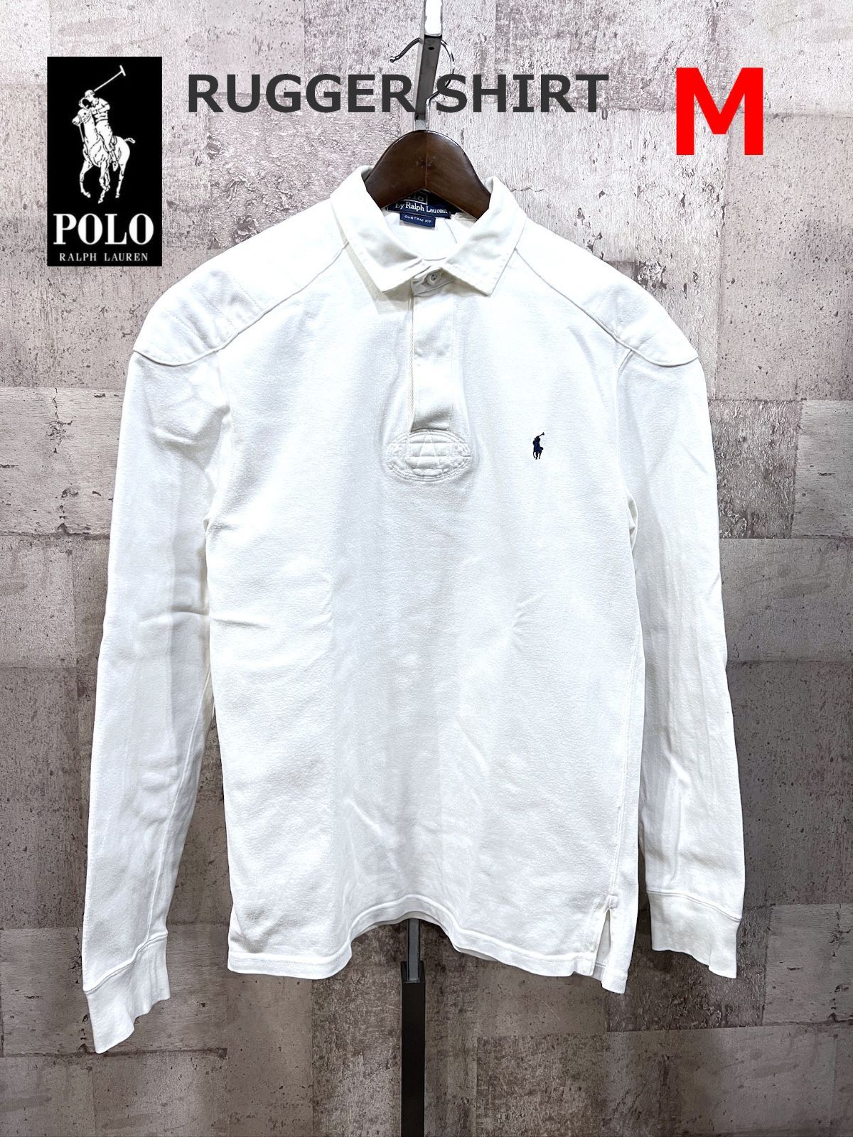 【極美品】Ralph Laurenラルフローレン ENGLANDラガーシャツL白 ポロラルフローレン 正規品 ラガーシャツ 白 M ホワイト POLO