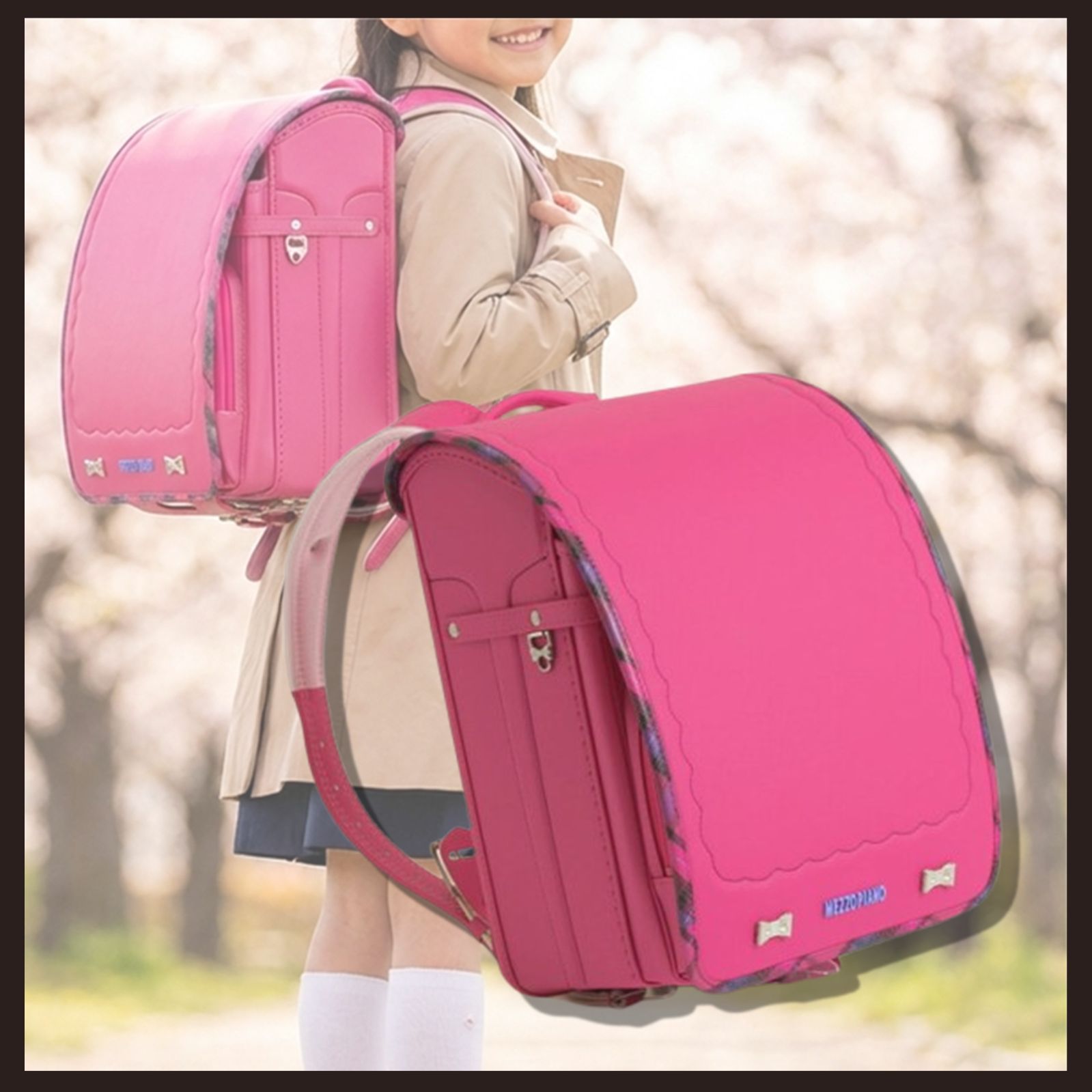 新品 未使用 メゾピアノ ガーリーチェック ランドセル ローズピンク 