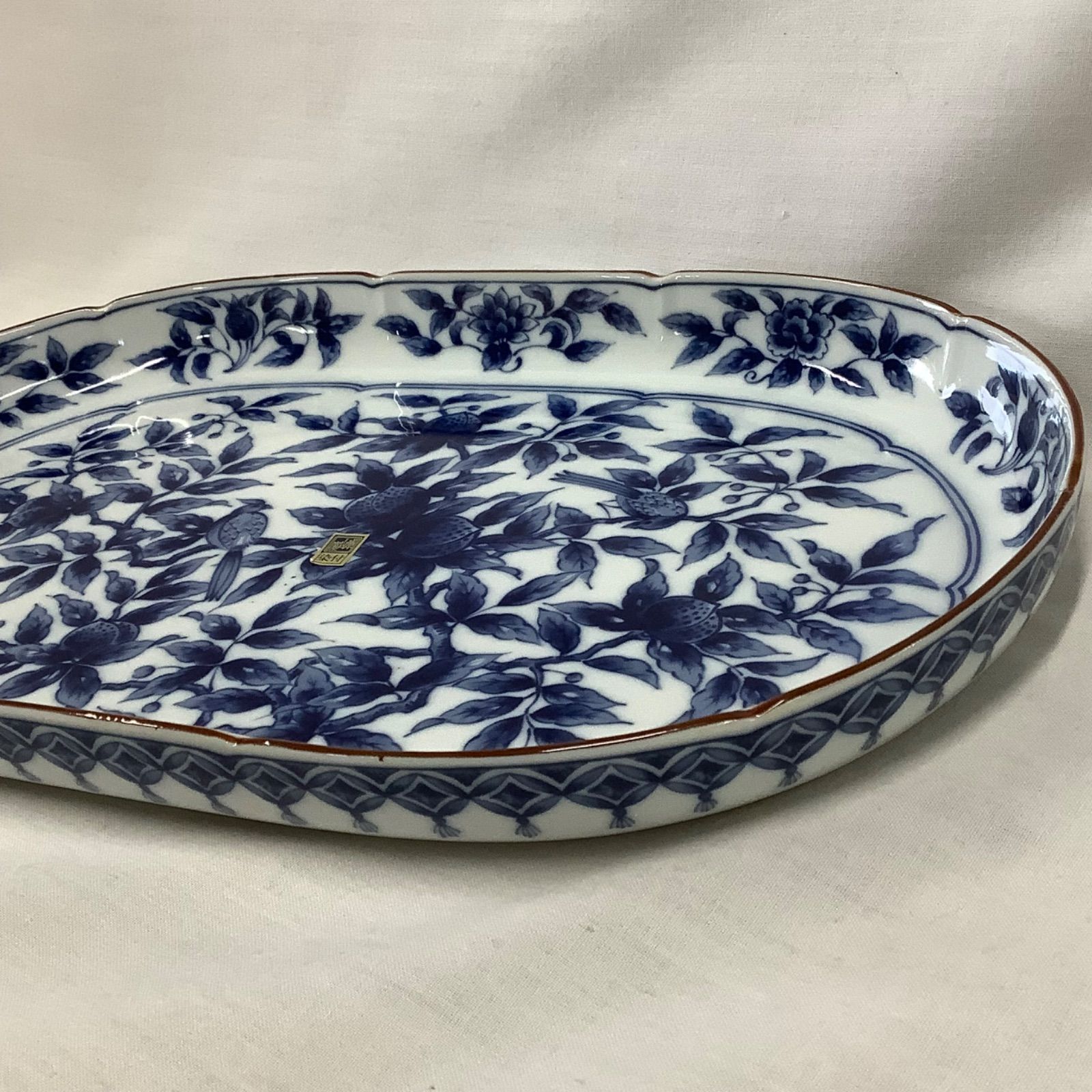 染付 食器 楕円皿 オーバルプレート 大きめ 鳥 陶器製 S024 - メルカリ