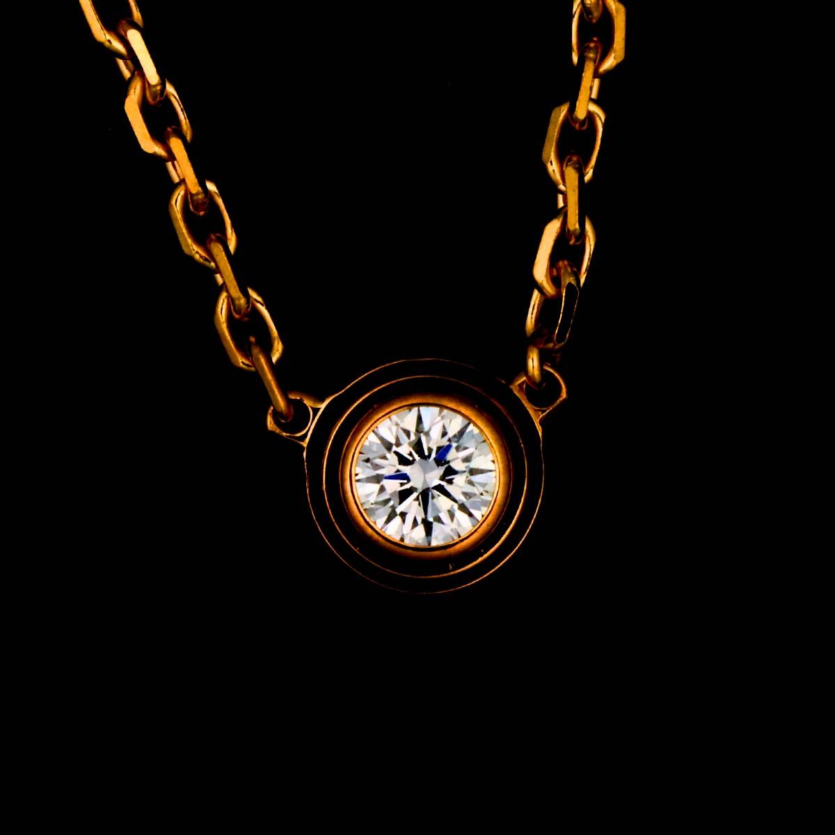 カルティエ Cartier ダムール ダイヤ ネックレス XS 41cm K18 PG 