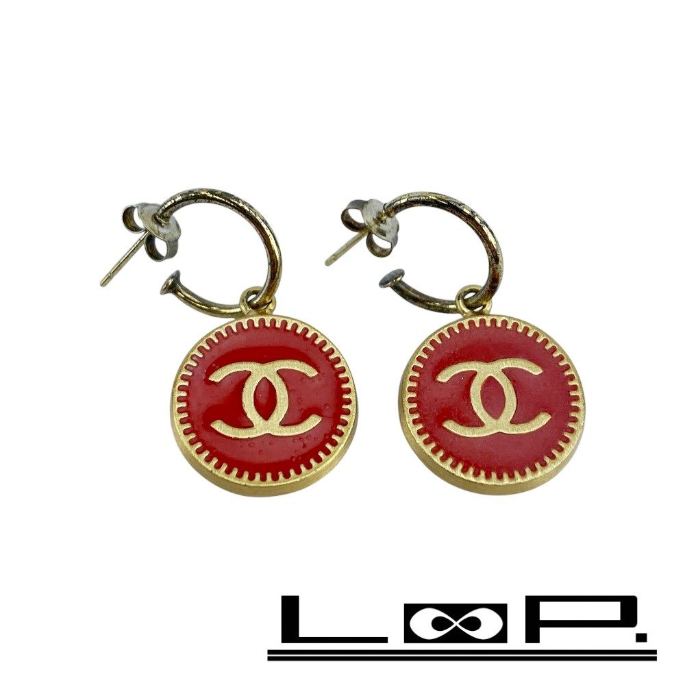 シャネル □中古□ ココマーク ピアス アクセサリー レッド ゴールド