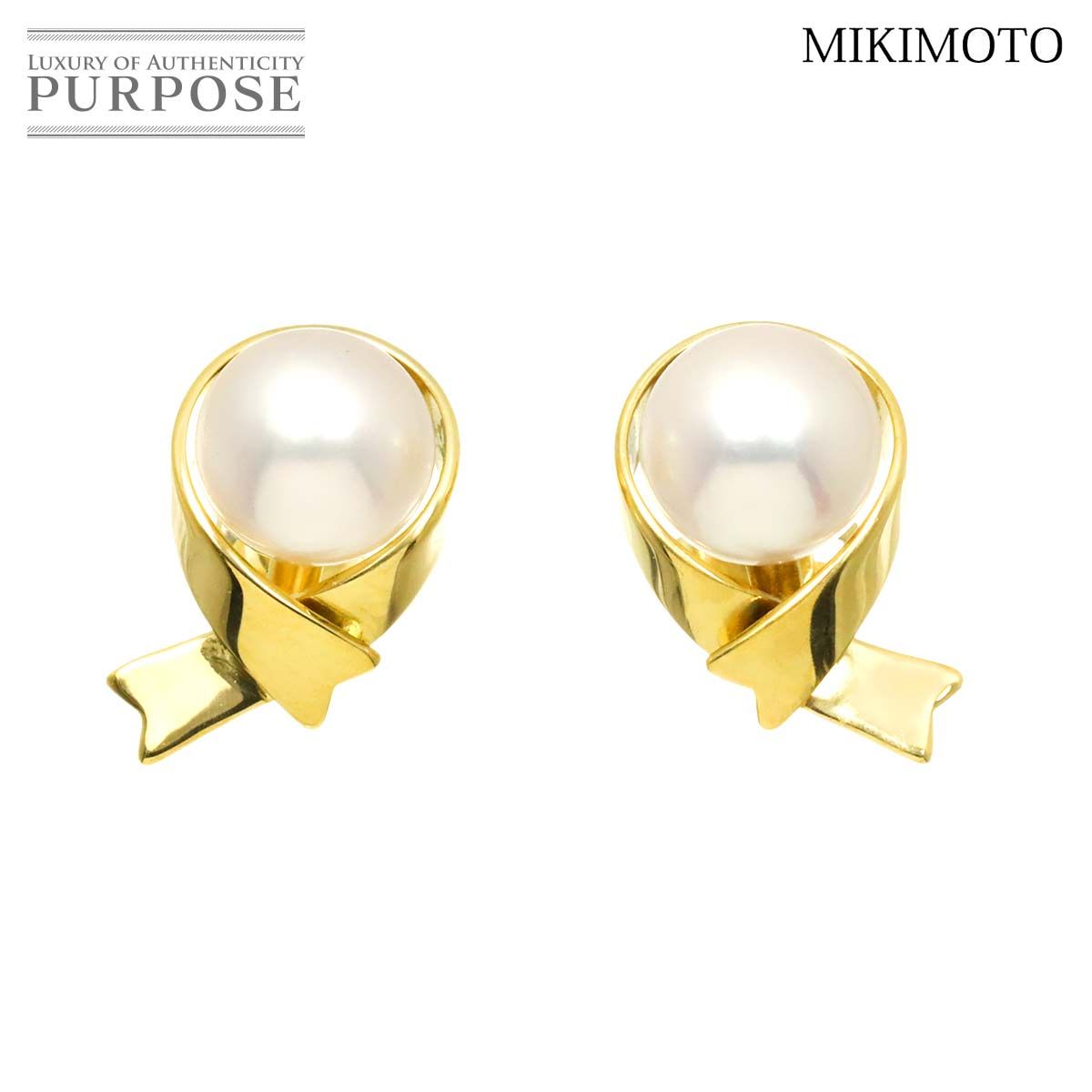 MIKIMOTO ゴールドバングル アコヤ真珠2つ付き K18 MIKIMOTO ゴールド