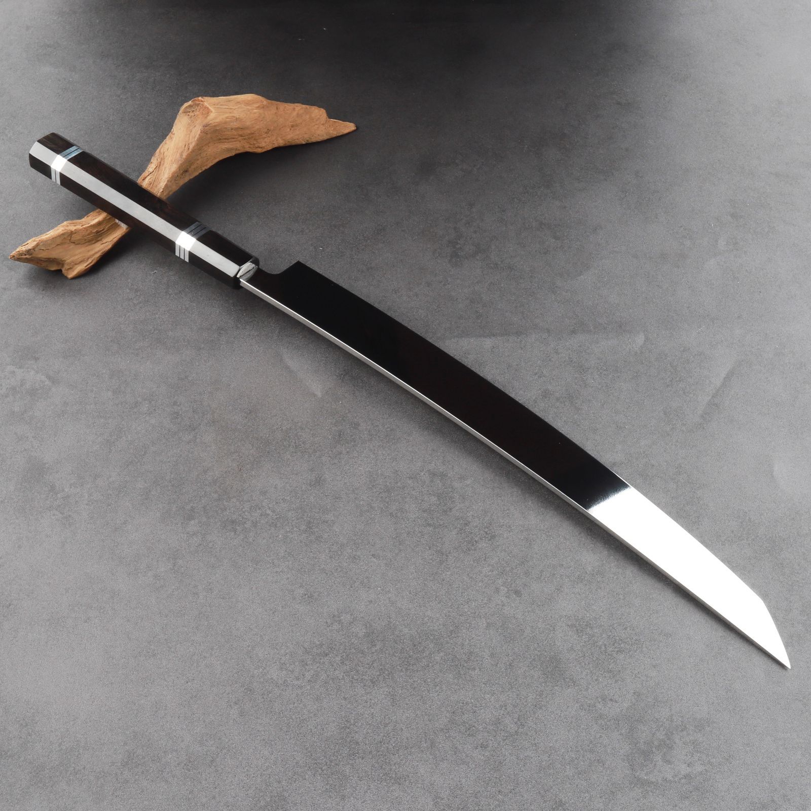 鬼反り先丸包丁 刺身包丁 尺二（刃渡り360mm）通常鏡面仕上げ 本刃付け